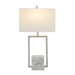 CosmoLiving by Cosmopolitan Silver Marble Modern Table Lamp, 25" x 14" x 10"