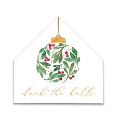 Holly Ornament House Shaped Canvas Wall Art