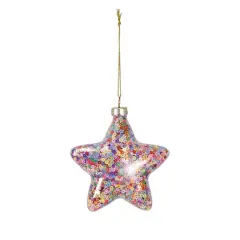 Hello Honey&reg; 3.25" Multicolor Star & Sequins Glass Ornament