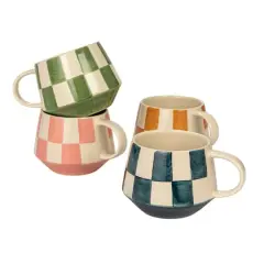 Hello Honey&reg; 10oz. Checkered Stoneware Mug, 4ct.