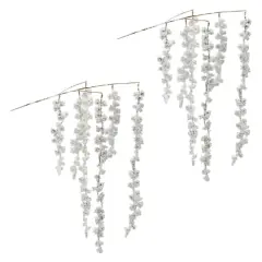 Snowy Hanging Pine Cluster Branches, 2ct.