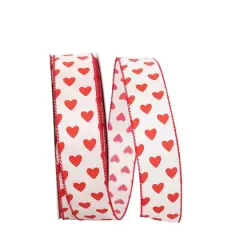 Reliant 1.5" x 50yd. Wired Taffeta Hearts Value Ribbon