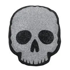 15.5" Glittery Silver Skull Accent Pillow by Ashland&reg;