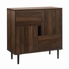 Walker Edison Dark Walnut/Navy Interior Modern Color Pop Accent Cabinet