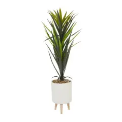 4ft. Modern Style Aloe Vera Artificial Foliage in White Pot