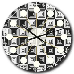 Designart 'Monochrome Geometric Pattern Xi Mid-Century Modern Wall Clock