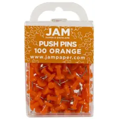 JAM Paper Colorful Standard Push Pins, 100ct. Orange