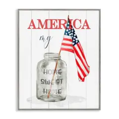 Stupell Industries America My Home Sweet Home Patriotic Country Flag Framed Giclee Art Gray