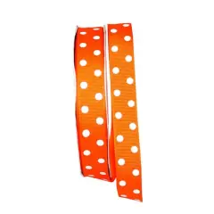 JAM Paper 7/8" x 50yd. Grosgrain Aspirin Dots Ribbon Orange