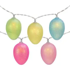 10ct. Multicolor Glitter Easter Egg LED String Lights with Clear Wire