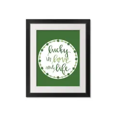 Luck Love Life Clover 16" x 20" Black Framed Print Under Plexiglass