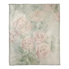 50" x 60" Soft Cottage Floral Abstract Coral Fleece Blanket