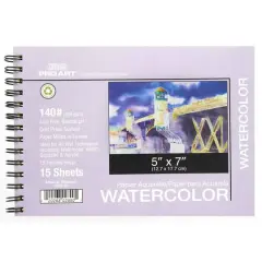 Pro Art&reg; 140lb. Wired Watercolor Paper Pad, 5" x 7"