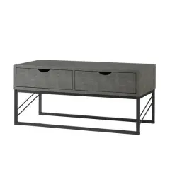 Gray 2-Drawer Faux Shagreen Coffee Table