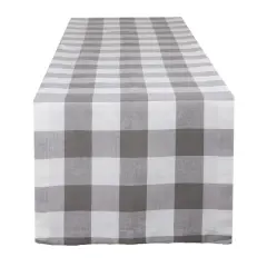 DII&reg; 108" Buffalo Check Table Runner Gray/White