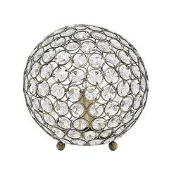 Lalia Home 8" Antique Brass Elipse Crystal Glam Orb Table Lamp