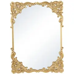 Gold Wood Carved Acanthus Floral Wall Mirror 30" x 2" x 41"