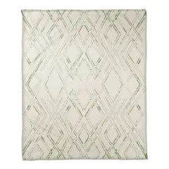 Diamond Coral Fleece Blanket White/Green