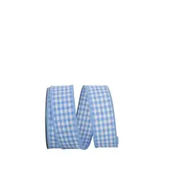 Reliant 1.375" x 10yd. Gingham Check Wired Ribbon Blue