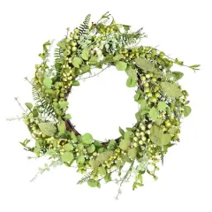 24" Green Fern Berry & Eucalyptus Wreath
