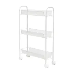 Honey Can Do White 3-Tier Mesh Narrow Rolling Cart