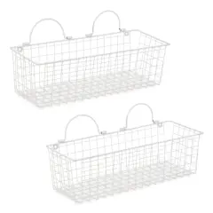 DII&reg; Medium Wire Wall Baskets, 2ct. Antique White