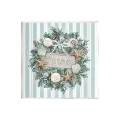 Stupell Industries Striped Joy Seashell Wreath Wall Plaque Art