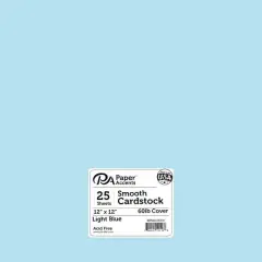 PA Paper&trade; Accents 12" x 12" 65lb. Smooth Cardstock, 25 Sheets Light Blue