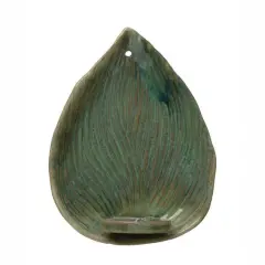 Hello Honey&reg; 12" Green Reactive Glaze Stoneware Leaf Candle Holder Wall Sconce