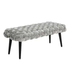 Hello Honey&reg; Modern Boho Gray & Black Chunky Woven Velvet Bench