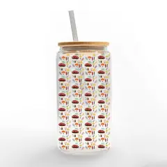 Mushroom Pattern 16oz. Glass Can Cup