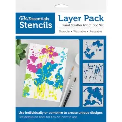 PA Essentials 6'' x 6'' Paint Splatter Layer Pack Stencil Set, 3ct.