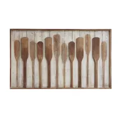 Hello Honey&reg; 28" Paddles on Washed White Wood Framed Wall D&eacute;cor