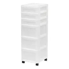 IRIS White 6-Drawer Storage Cart With Organizer Top