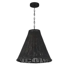 Hello Honey&reg; Rattan Taper Pendant Light Black