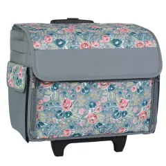 Everything Mary Green Floral Rolling Sewing Machine Tote