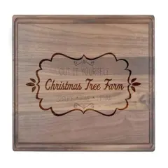 17" Cut it Yourself Christmas Tree Farm Walnut Cutting Board
