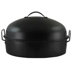 Gibson Home&reg; Kenmar 16'' Black High Dome Oval Roaster Set