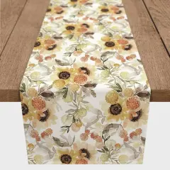 72" Fall Sunflowers Poly Twill Table Runner