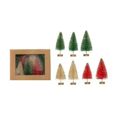 Hello Honey&reg; Sisal Bottle Brush Tree Set with Gold Finish Wood Bases & Glitter