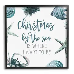 Stupell Industries Christmas By The Sea Nautical Black Framed Giclee Art