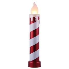 3ft. LED Red & White Striped Metallic Candle D&eacute;cor