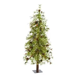 5ft. Pre-Lit Wyoming Alpine & Pinecone Artificial Christmas Tree, Clear LED Lights