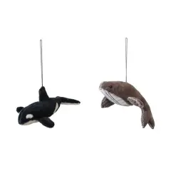 Hello Honey&reg; 2 Pack 7" Whale Cotton Velvet Ornaments