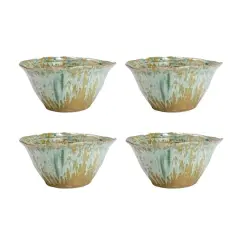 Hello Honey&reg; 5" Teal Round Stoneware Bowl with Reactive Crackle Glaze, 4ct.