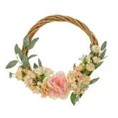 19" Wild Rose & Peony Flowers Hoop Wreath