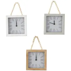 12" White Wood Wall Clock with Rope Strap Set