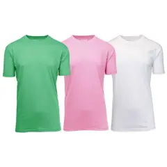 Galaxy By Harvic Crew Neck Men's T-Shirt 3 Pack Mint/Light Pink/White