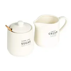 Hello Honey&reg; White Charming Stoneware Creamer & Sugar Pot Set with Spoon