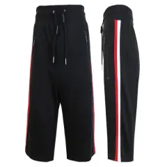 Galaxy By Harvic French Terry Sweat Shorts With Contrast Trims & Side Zipper Pockets Black